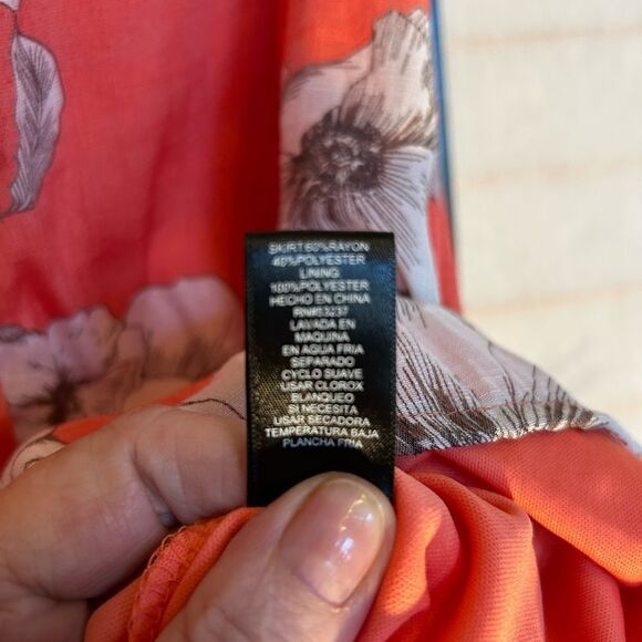 Mlle Gabrielle Peach Floral Button Ruffle Broomstick Midi Skirt XL - Picture 4 of 8